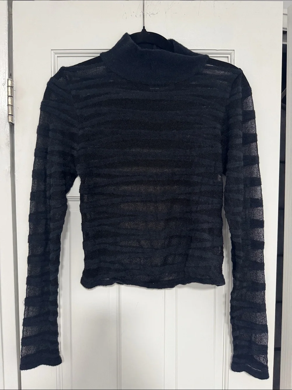ASOS Black Sheer Stripe Turtleneck Sweater
